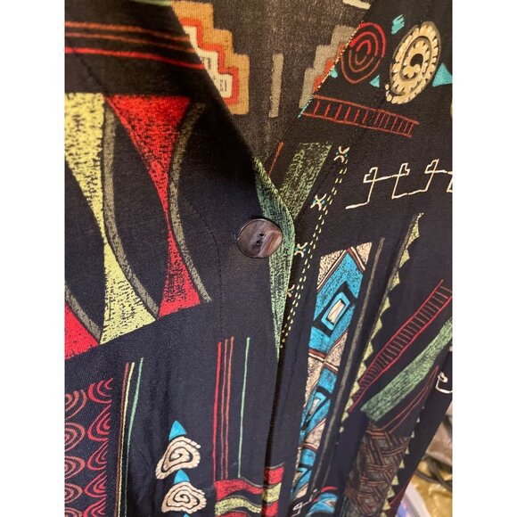 Chico's Multicolor Single Button Stretchy Slinky Long Sleeve Cardigan Sz XL - Picture 4 of 7